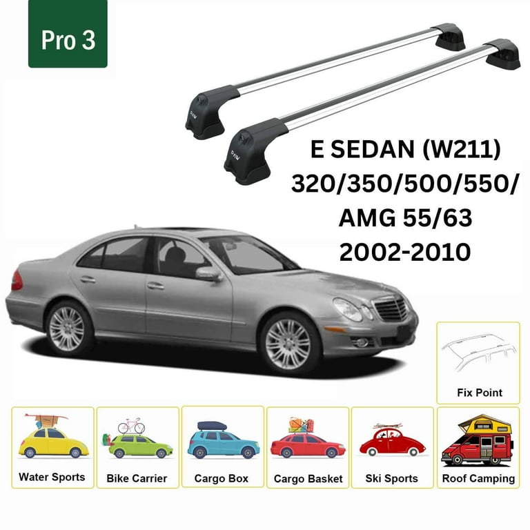 For Mercedes Benz E Sedan W211 2002 2010 Roof Rack Cross Bars Fix Point Alu Silver Walmart