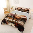 thumbnail image 2 of Castle Fairy Jungle Lake Deer King Size Comforter Sets 3pcs,Autumn Mountain Wildlife Comforters King Size,Orange Teal,Grey Reversible,1 Comforter and 2 Pillowcases, 2 of 6