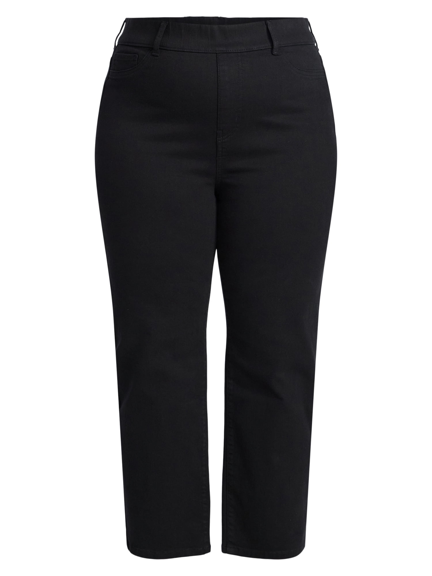 Terra & Sky Women's Plus Size Signature Pull On Straight Leg Jeggings with Control Panel, Sizes 0X-5X