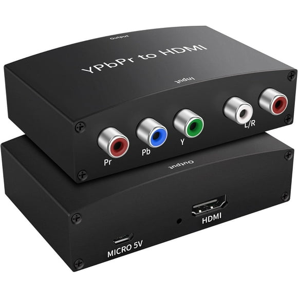 NEWCARE Component to HDMI Adapter, YPbPr to HDMI Coverter + R/L, Component 5RCA RGB to HDMI Converter Adapter, Supports 1080P Video Audio Converter A