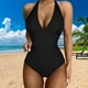 thumbnail image 3 of Bikini De Una Pieza Traje de baño de verano para mujer, traje de baño de cintura alta sin espalda, ropa de playa (negro XL) Ygjytge para Mujer Negro Única, 3 of 7