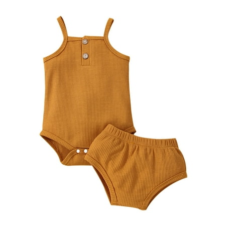 

Frobukio Newborn Baby Romper Pants Outfits Solid Color Playsuit Elastic Waist Triangle Shorts Set