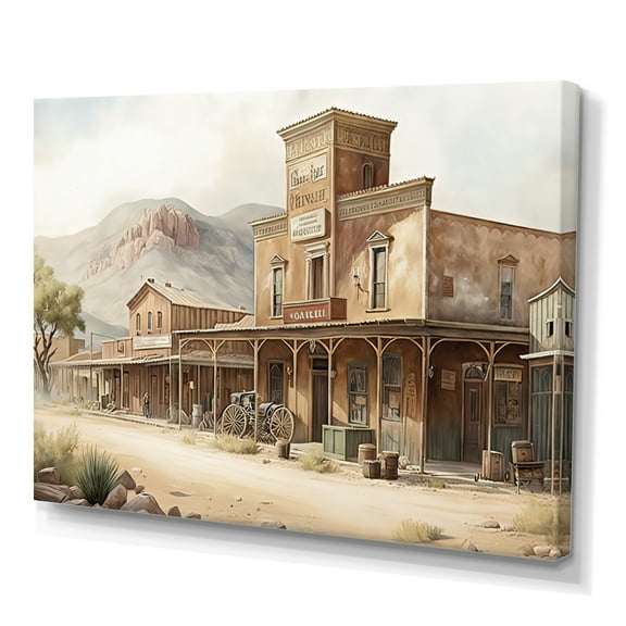 Designart Large Wild West Arizona Town V Canvas Wall Art