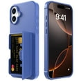 thumbnail image 7 of Allytechgroup iPhone 16 Plus Case with Screen Protector, Hidden Cards Slots & Makeup Mirror Full Body Shockproof Anti-Scratch Drop Proof Phone Case Cover for Apple iPhone 16 Plus, Blue, 7 of 7