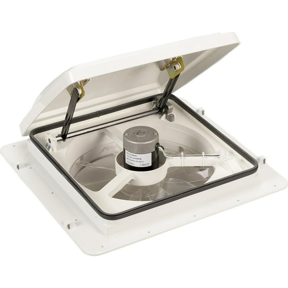 MaxxAir Ventilation Solutions Évent de Toit 00-04002K MaxxFan Plus; Ouverture Manuelle; pour Évent de 14 Pouces x 14 Pouces; s'Adapte à une Profondeur de Toit de 2 Pouces à 6-1/2 Pouces d'Épaisseur; avec Écran; avec Ventilateur; Blanc