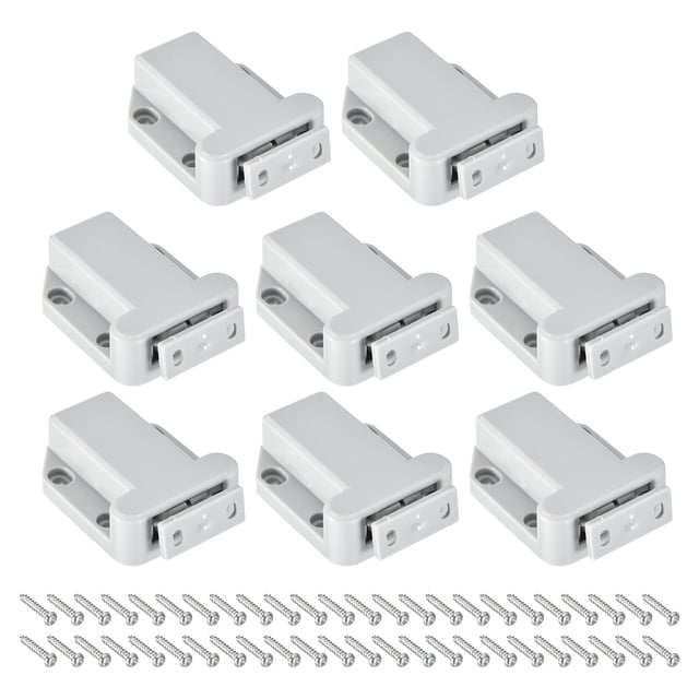Unique Bargains 8 Set ABS Automatic Spring Loaded Push to Open Door Catch Touch Lock, Grey