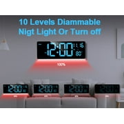 XREXS Digital Wall Clock Large Display, 16.5 LED Wall Clock with 6 Color Changes Night Lights, Auto DST, Count Up/Down Timer Clock with Remote Control for Living Room Bedroom Office Wall Decor