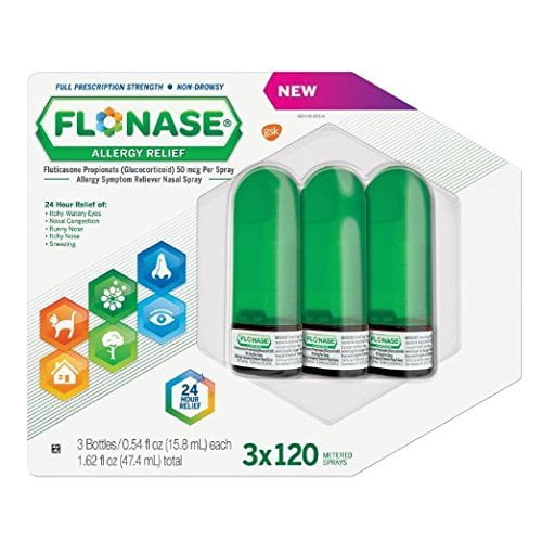 Flonase Allergy Relief Nasal Spray, 120 Count Pack of 3