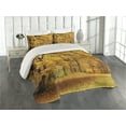 thumbnail image 2 of Ambesonne Scenery Quilted Coverlet 3 Pcs, Fall Pale Maple Trees, King Size, Orange Brown, 2 of 4