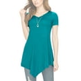 thumbnail image 4 of Made by Johnny Women's V-Neck Asymmetrical Tunic Top S JADE, 4 of 6
