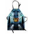 thumbnail image 1 of Outer Space Apron Space Ship Station Base Control Room Technology Elements Features Image, Unisex Kitchen Bib Apron with Adjustable Neck for Cooking Baking Gardening, Blue Black Orange, by Ambesonne, 1 of 3