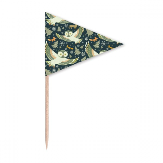 Oiseaux Adorables Hiboux Motifs Floraux Foncés Cure-Dents Triangle Toppers de Cupcake Drapeau