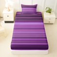 thumbnail image 4 of Castle Fairy Abstract Horizontal Stripe Twin Sheets 3pcs,Watercolor Thin Line Bedding,Lavender Violet Plum,1 Flat Sheet, 1 Fitted Sheet and 1 Pillowcase, 4 of 7