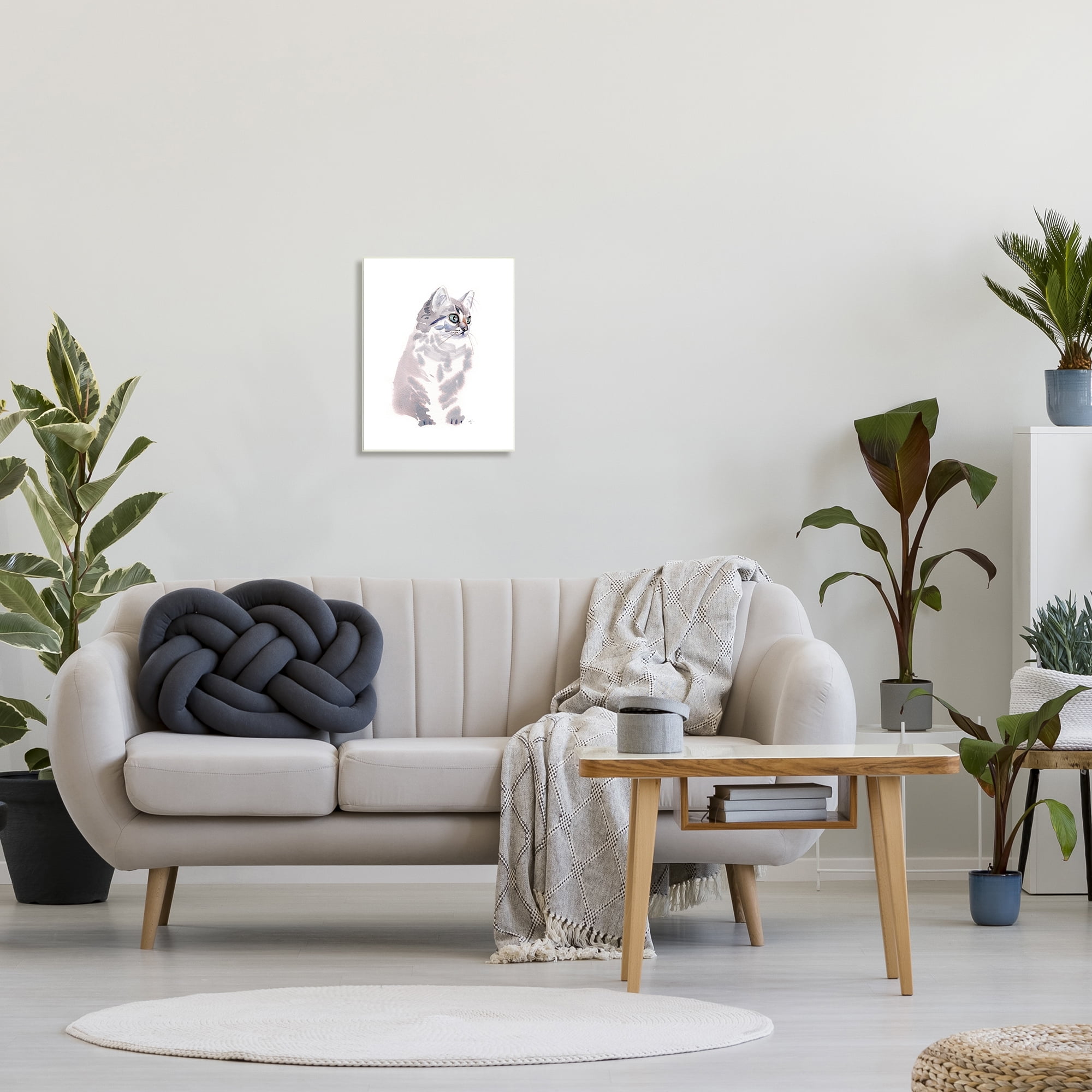 Stupell Industries Grey Shorthair Kitten Portrait Minimal Pet Cat Animals & Insects Painting Unframed Art Print Wall Art, 13 x 19