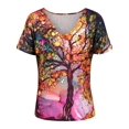 thumbnail image 2 of Enwejyy Women Summer Floral Print Short Sleeve V-Neck Casual Top T-shirt Blouses, 2 of 3
