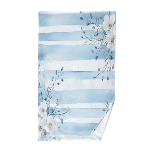 Pure Cotton Face Towel 16x28 Inches Hand Towel Bath Towel Hand Bath Towels Soft Good Water Absorption for Washing Face Wiping Face Beautiful Pretty Blue Flowers