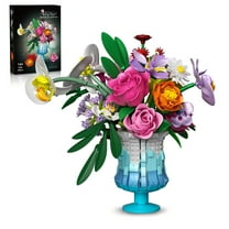 GZBricker Roses Flowers Bouquet Building Set, Artificial Flore with Vase Botanical Collection for Women Adults Girls Home Office Decor