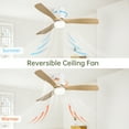 thumbnail image 3 of Izzovium 52 Inch White DC Ceiling Fan with Remote, 3 Solid Wood Blades, Reversible Motor and LED Light for Living Room and Bedroom, 3 of 8