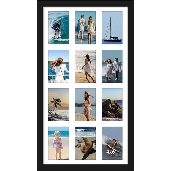 14x26 Collage Picture Frame 4x6 Collage Picture Frame Displays Twelve 4x6 inch Photos Available Horizontal Wall Mounting Display and Vertical Black