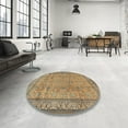 thumbnail image 3 of Ahgly Company Indoor Round Traditional Reddish Brown Persian Area Rugs, 4' Round, 3 of 6