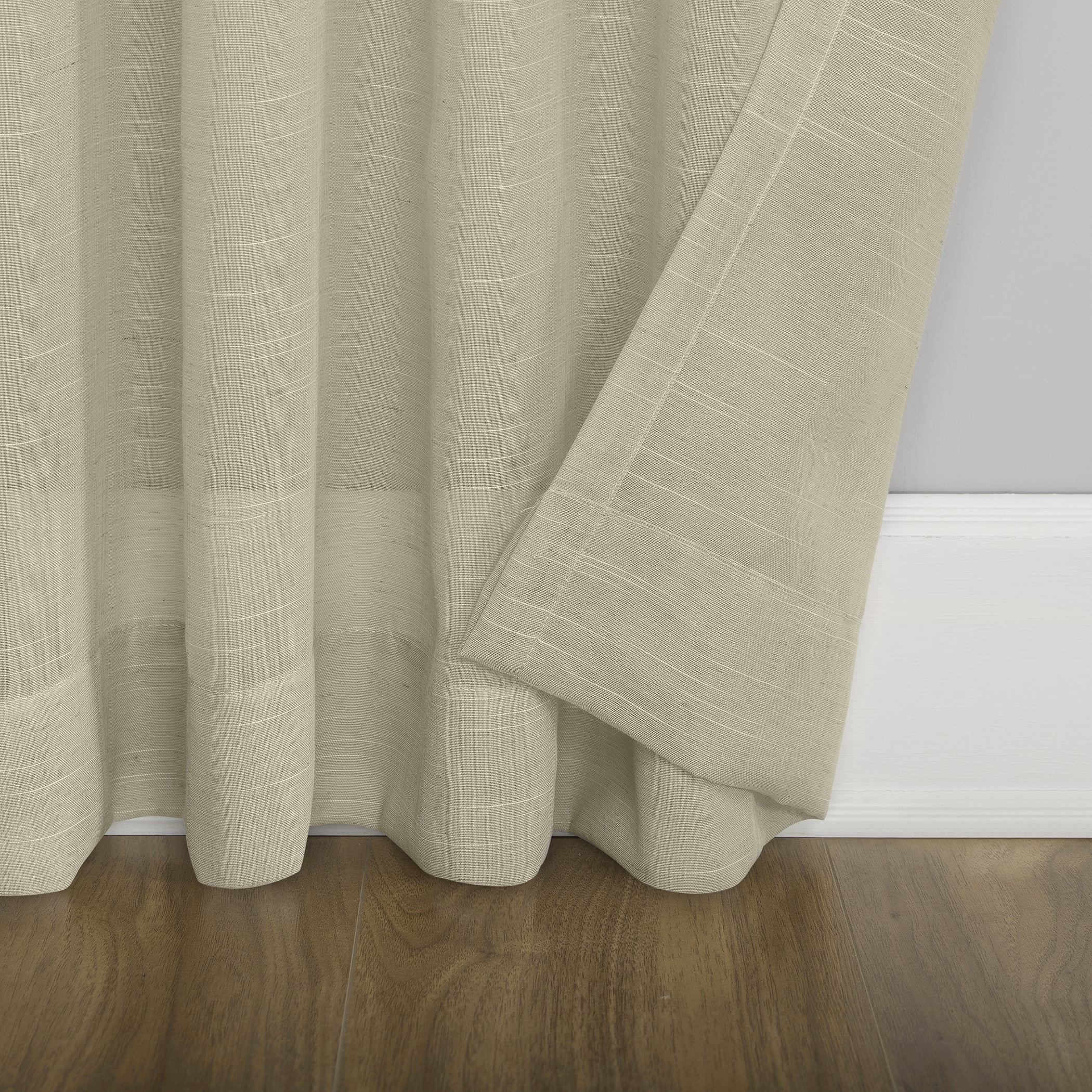 No. 918 Bethany Slub Textured Linen Blend Sheer Tie Top Curtain Panel, 50"x96", Ecru