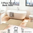 thumbnail image 3 of Aonewoe Bathroom Rug Set 3 Piece Microfiber Water Absorbent Bath Mats Washable Non Slip Bath and Toilet Rug Set for Shower Floor（Beige）, 3 of 9