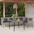 thumbnail image 1 of vidaXL L-shaped Garden Sofa with Cushions Grey Poly Rattan, 1 of 5
