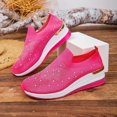 thumbnail image 6 of Willtoo Women's Glittery Rhinestone Fashion Breathable Wedge Sneakers Summer Butterfly Embroidered Bling Sneakers for Women Sparkly Mesh Slip-on Walking Sneaker Hot Pink, 6 of 6