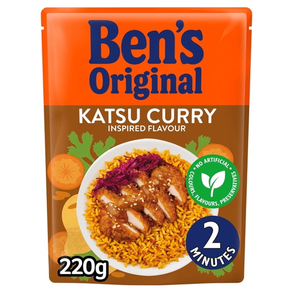 Ben's Original Katsu Curry Microwave Rice 220G, Imported from Britain