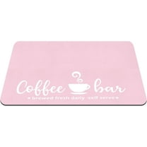 Pink Coffee Bar Mat Kitchen Accessories for Countertop Absorbent Dish Drying Rubber Backed Coffee Maker Pot Mat, 23.5 x 15.5 Inches
