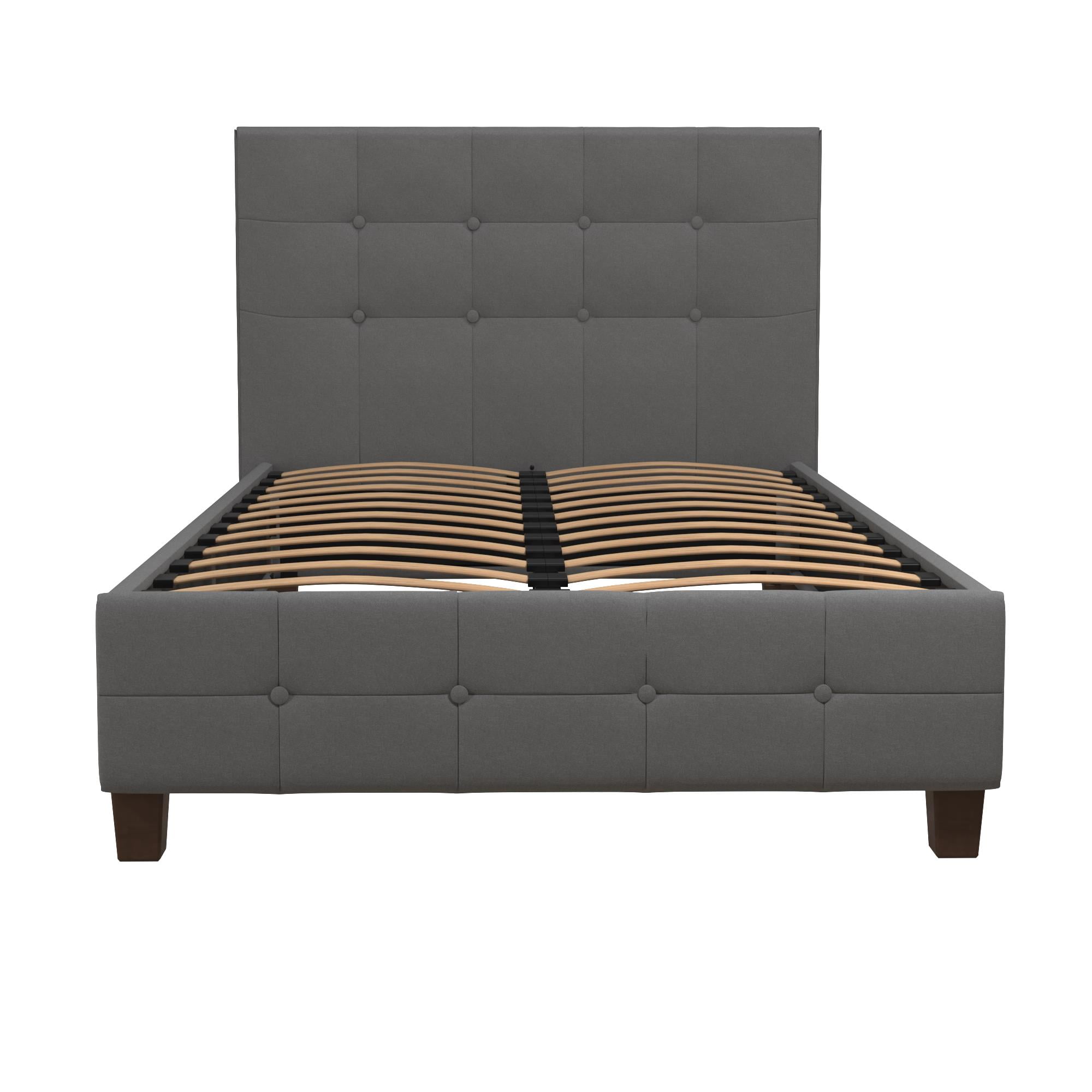 DHP Rose Tufted Upholstered Platform Bed Frame, Twin, Gray Linen