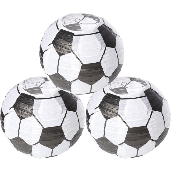 MEIBUTYUP 3Pcs Soccer Paper Lanterns Decorative Hanging Lights for Sports Parties, Festivals, and Outdoor Events