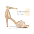 thumbnail image 3 of BLISSFUL STEP Glitter Ankle Strap Stiletto Heels Sandals for Women Rose Gold 8.5, 3 of 6