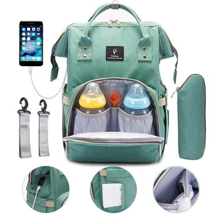 Novashion Insulated Pocket Large Capacity Adjustable Shoulder Strap Backpack Diaper Bag, Green