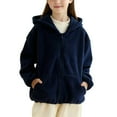 thumbnail image 5 of qolati Girls Hoodies Jackets Fuzzy Fleece Winter Warm Coat Casual Full Zip Up Hooded Sweatshirts Jacket Kids Soft Long Sleeve Loose Outerwears with Pockets, 5 of 7
