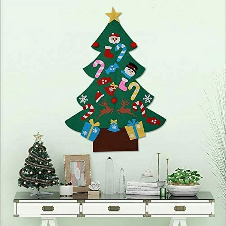 Amerteer 3.2 ft Snowman Felt Christmas Tree for Toddler Kids DIY Christmas Snowman with 26 Ornaments Christmas Wall Hanging Decorations Xmas Decor