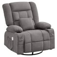 thumbnail image 3 of Sesslife Swivel Rocker Recliner Chair, Ergonomic Lounge Chair with 3D Kneading Massage and Heating, Single Sofa Chair with Side Pockets and USB Port, Heavy Duty Reclining Chair for Living Room, Gray, 3 of 8