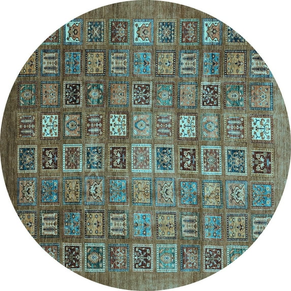Ahgly Company Indoor Round Abstract Light Blue Modern Area Rugs, 6' Round