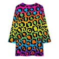 thumbnail image 3 of Neon Rainbow Leopard Print Loose Dress Evening Dress Summer Dresses for Women Luxury Dress Long Sleeved Dress, 3 of 4