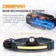 thumbnail image 2 of Potente linterna frontal LED recargable, linterna frontal con zoom y sensor sensible, luz de halo impermeable IPX65 para pesca nocturna, camping, ciclismo y running., 2 of 5