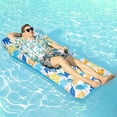 thumbnail image 3 of 2-Piece Float Set Lounger Inflatable Pool Floats, Translucent Adult Inflatable Reclining Chair, Pedal and Cup Holder, White and Blue, 3 of 7
