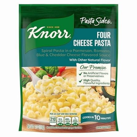 Knorr Pasta Sides Four Cheese Pasta For Delicious Quick Pasta Side Dishes No Artificial Flavors, No Preservatives, No Added Msg 4.1 Oz - Pack of 2