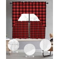 thumbnail image 2 of Black Red Plaid Swag Kitchen Curtains Sets for Windows 24 Inch Length, Vintage Rustic Buffalo Checked Gingham Short Window Curtain Panels Swags Valances and Tiers 3 Piece Set for Cafe/Dining Room, 2 of 5