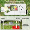 thumbnail image 6 of Outsunny Folding Fish Cleaning Table with Sinks, Outdoor Fillet Table with Faucet, Drainage Hose, Sprayer, Shelf, Drawer and Storage Basket, White, 6 of 10