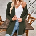 thumbnail image 4 of ATOYSOY Women's Solid Color Strip Pocket Knit Cardigan Jacket Duster Sweater Cardigan Workout Cardigan for Women Green L, 4 of 7