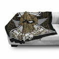 thumbnail image 3 of Tattoo Soft Flannel Fleece Throw Blanket, Skull Diamond Eyes and Floral Theme Vine Art Shape Renaissance Inspired, Cozy Plush for Indoor and Outdoor Use, 50" x 60", Brown and Black, by Ambesonne, 3 of 6