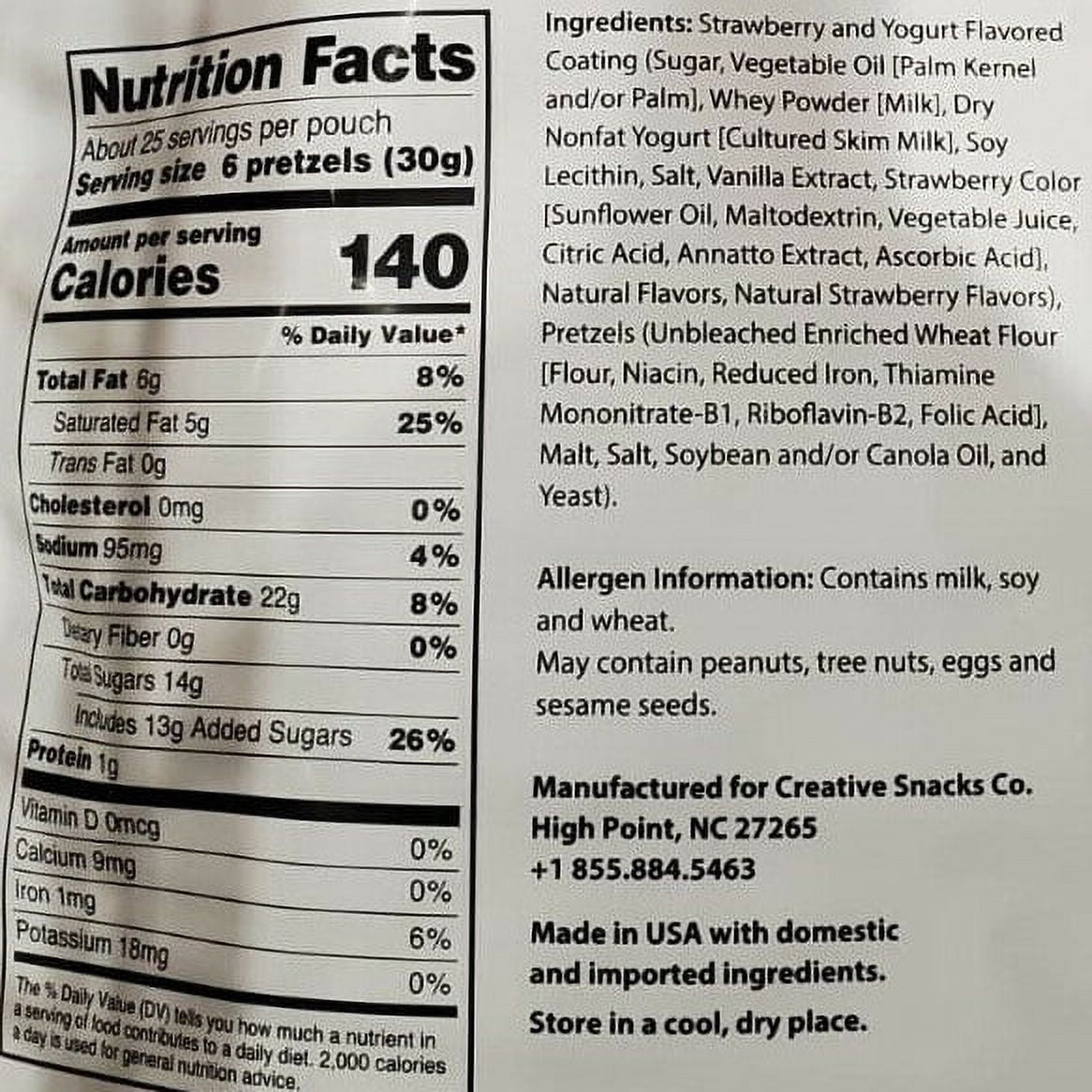 Creative Snacks Co Strawberry and Yogurt Pretzels 26 Ounce