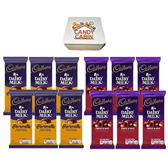 Cadbury Chocolate Candy Bar Variety Box 12-Count Full Size Bars By CANDY CABIN CARAMEL-FRUIT