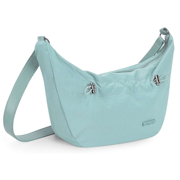 BadPiggies Women's Crescent Shoulder Bag Nylon Underarm Purse Casual Crossbody with Adjustable Strap (Cyan)