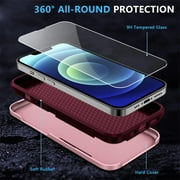 Entronix 2-in-1 Rugged Case Compatible with iPhone 15 Plus with Screen Protector, Pink